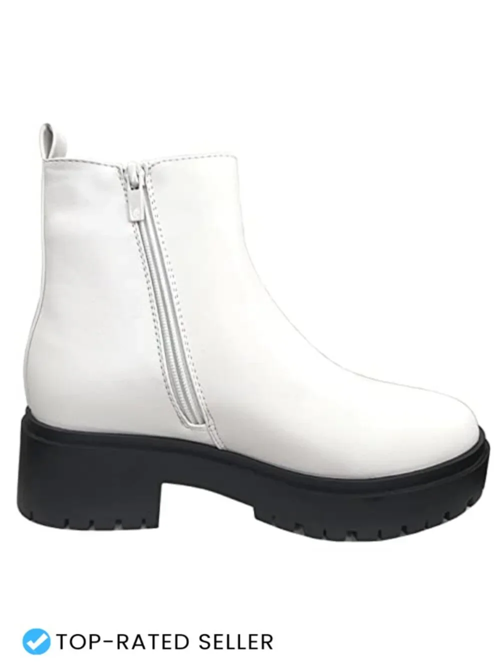 Women's Faux Leather Chelsea Ankle Bootie with Chunky Heel